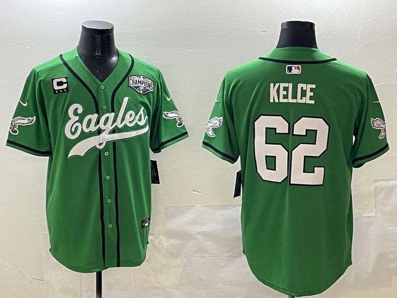 Men Philadelphia Eagles #62 Kelce Green three generations Jointly Name 2025 Nike Limited NFL Jersey style 4->los angeles dodgers->MLB Jersey